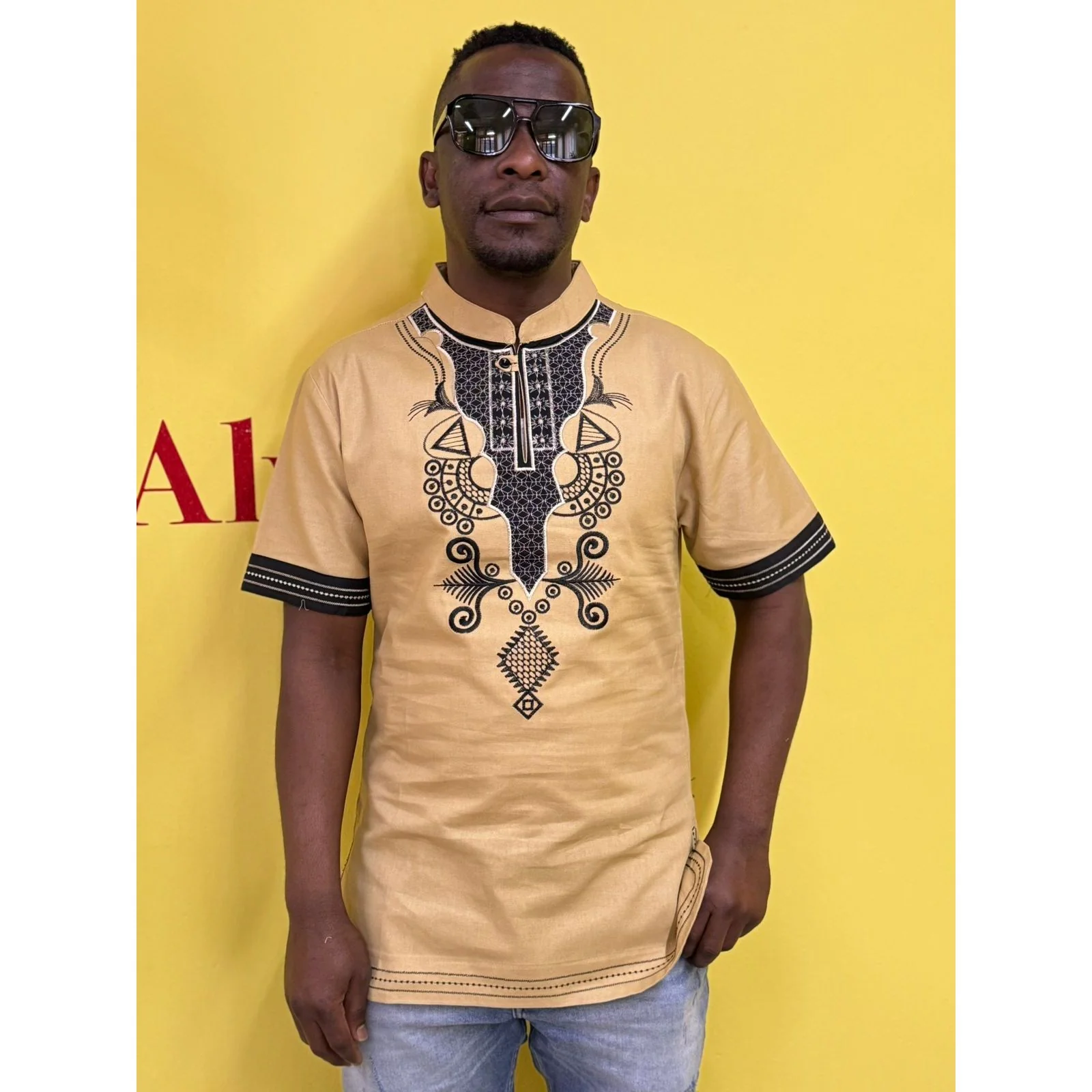 Mens African Vintage Embroidered T-Shirt - Image 29