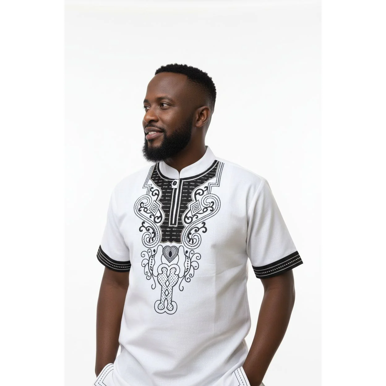 Mens African Vintage Embroidered T-Shirt - Image 11