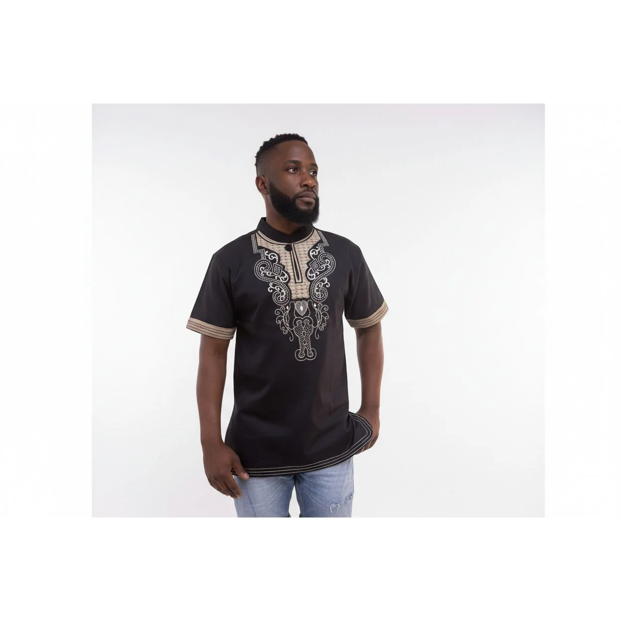 Mens African Vintage Embroidered T-Shirt - Image 15