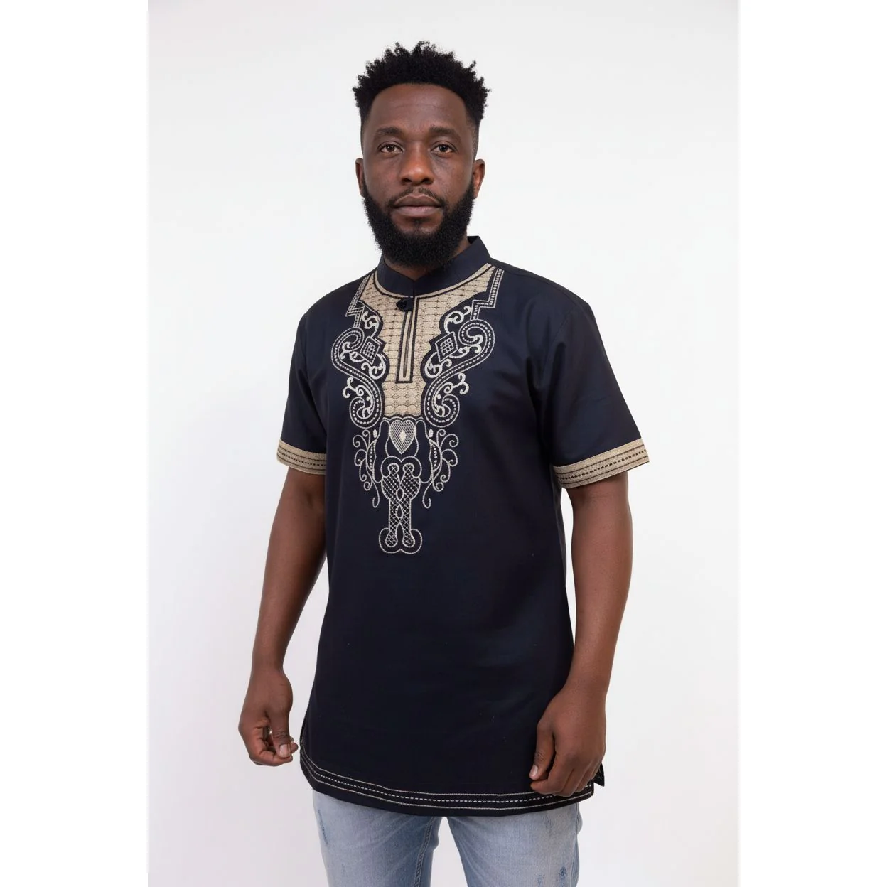 Mens African Vintage Embroidered T-Shirt - Image 6