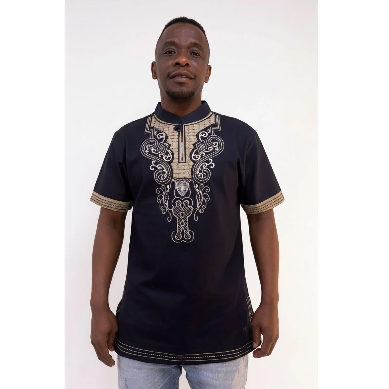 Mens African Vintage Embroidered T-Shirt - Image 7
