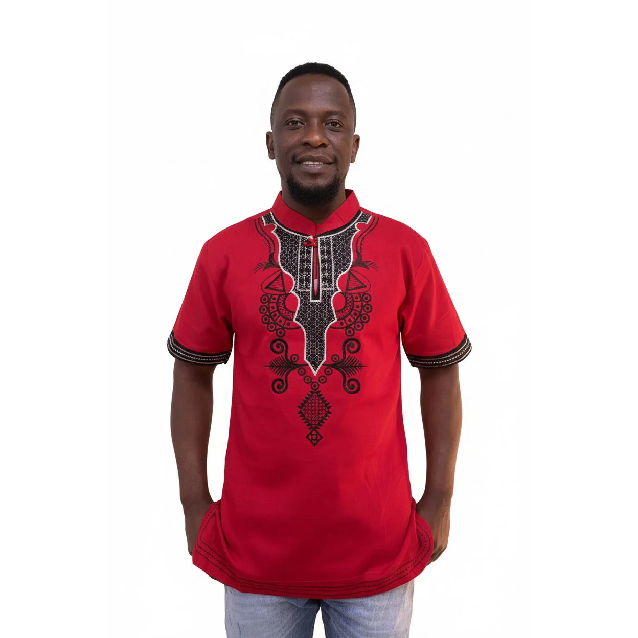 Mens African Vintage Embroidered T-Shirt - Image 3
