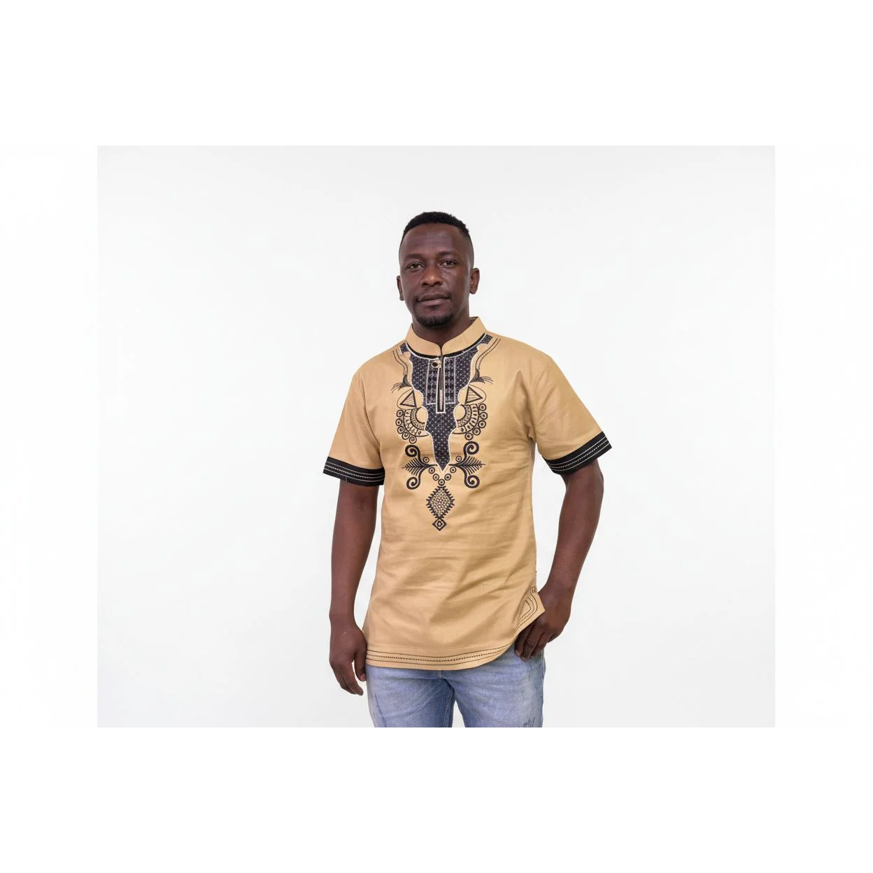 Mens African Vintage Embroidered T-Shirt - Image 4