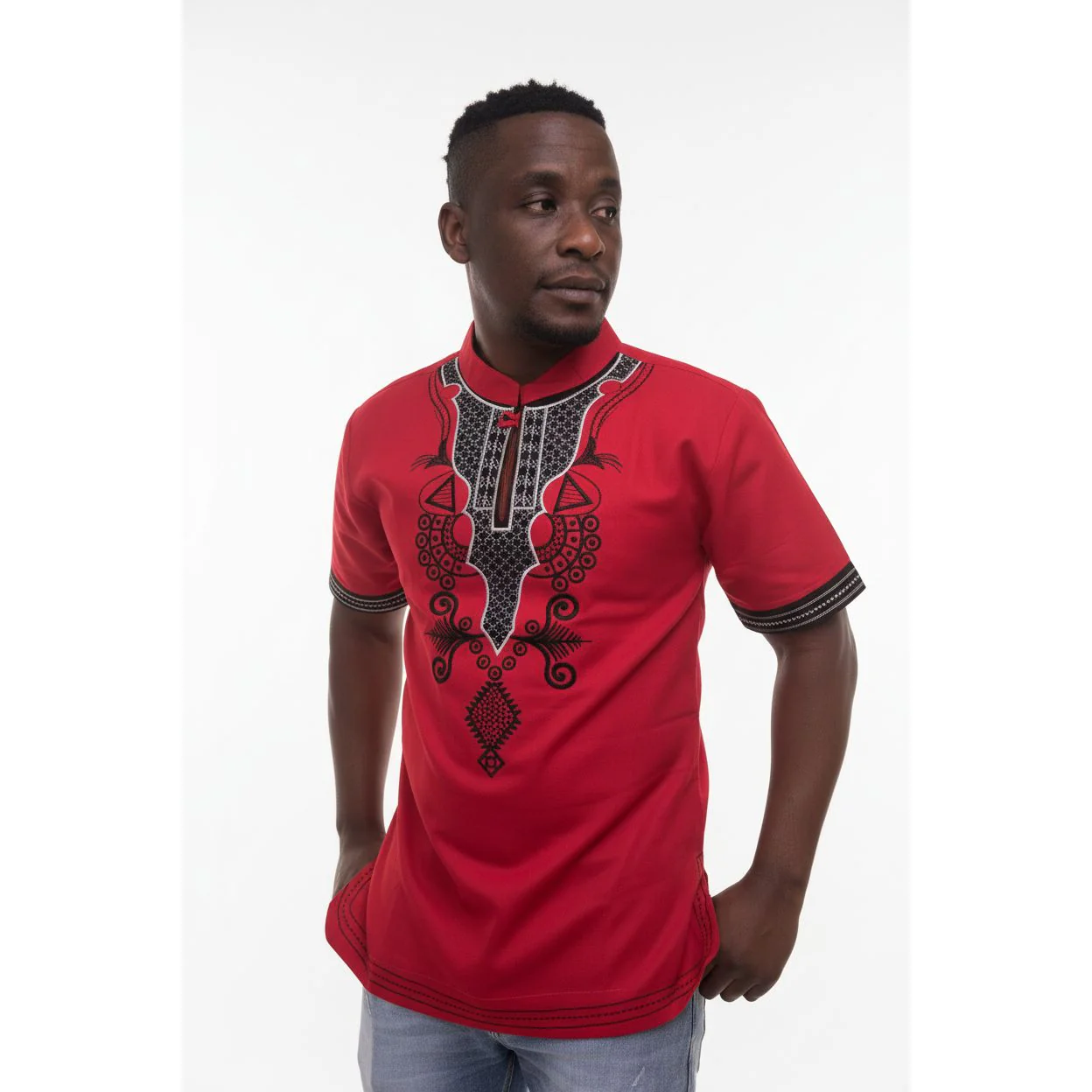 Mens African Vintage Embroidered T-Shirt - Image 5