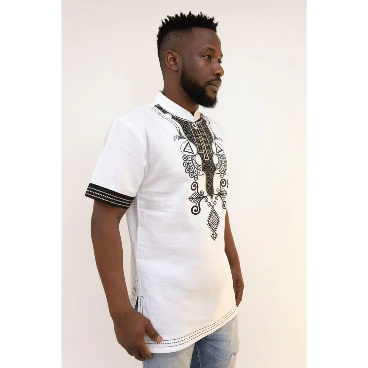 Mens African Vintage Embroidered T-Shirt - Image 6