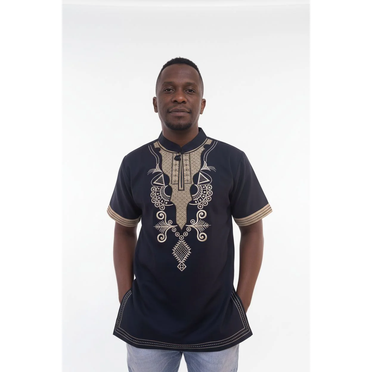 Mens African Vintage Embroidered T-Shirt - Image 8