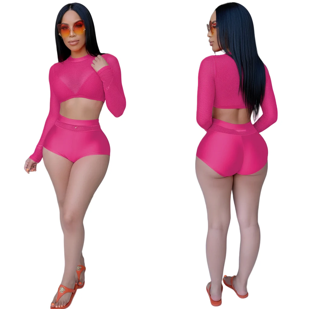 Mesh Crop Top and Shorts Bikini - Image 2