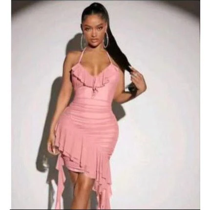 Mesh Double Ruffles Midi Dress - Image 7