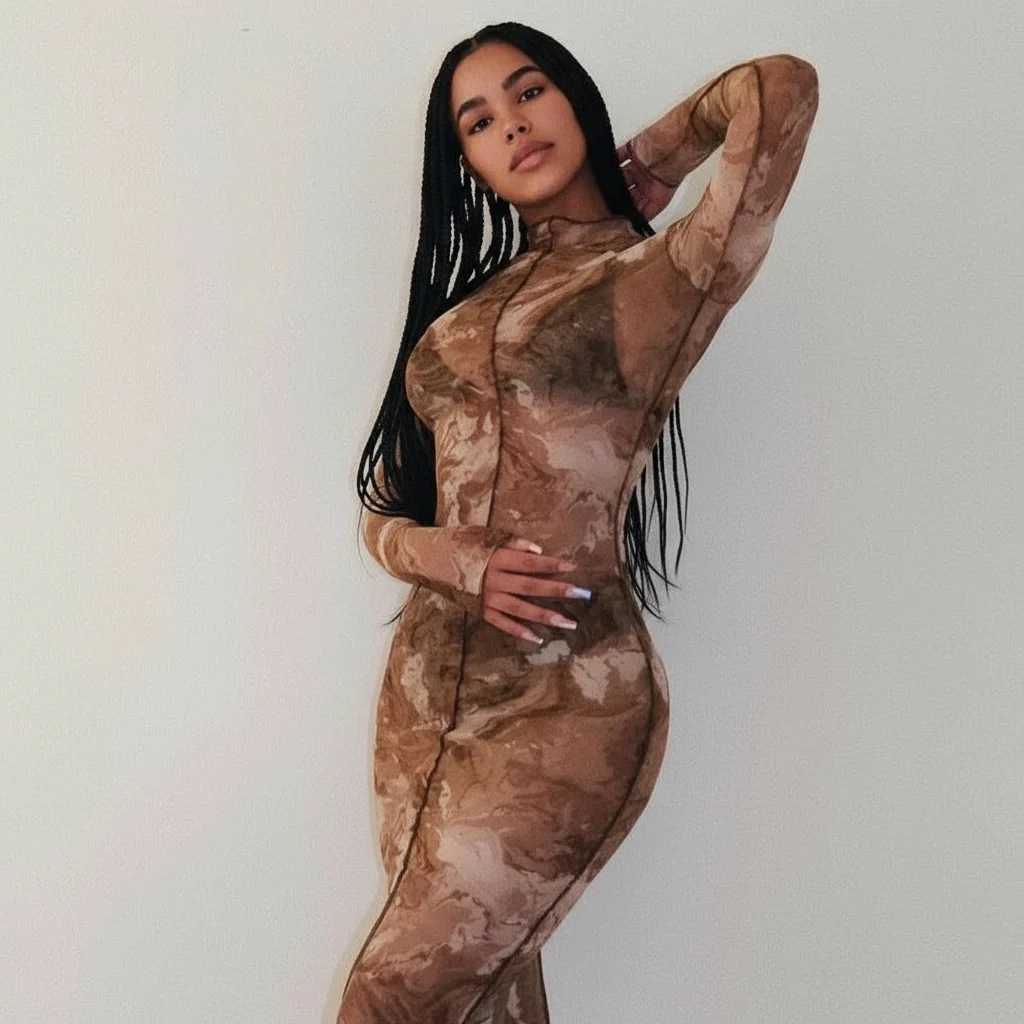 Mesh see-through bodycon dress - Image 4