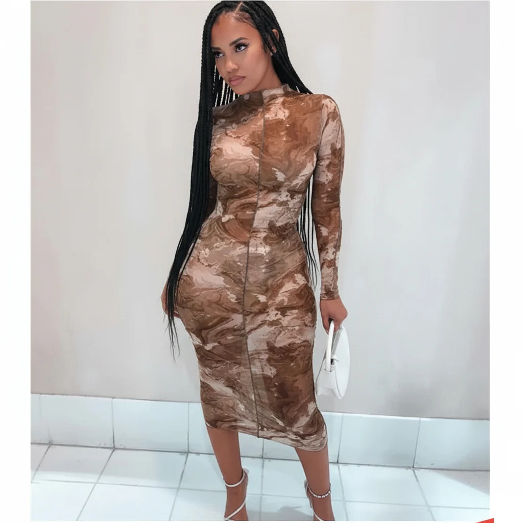 Mesh see-through bodycon dress - Image 5