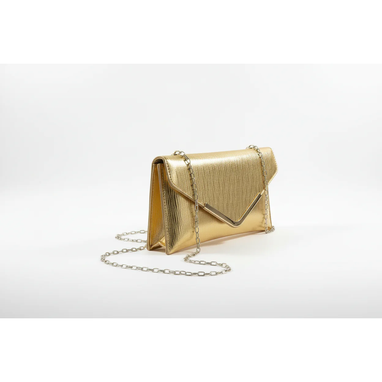 Metallic Gold Envelope Clutch Handbag - Image 2