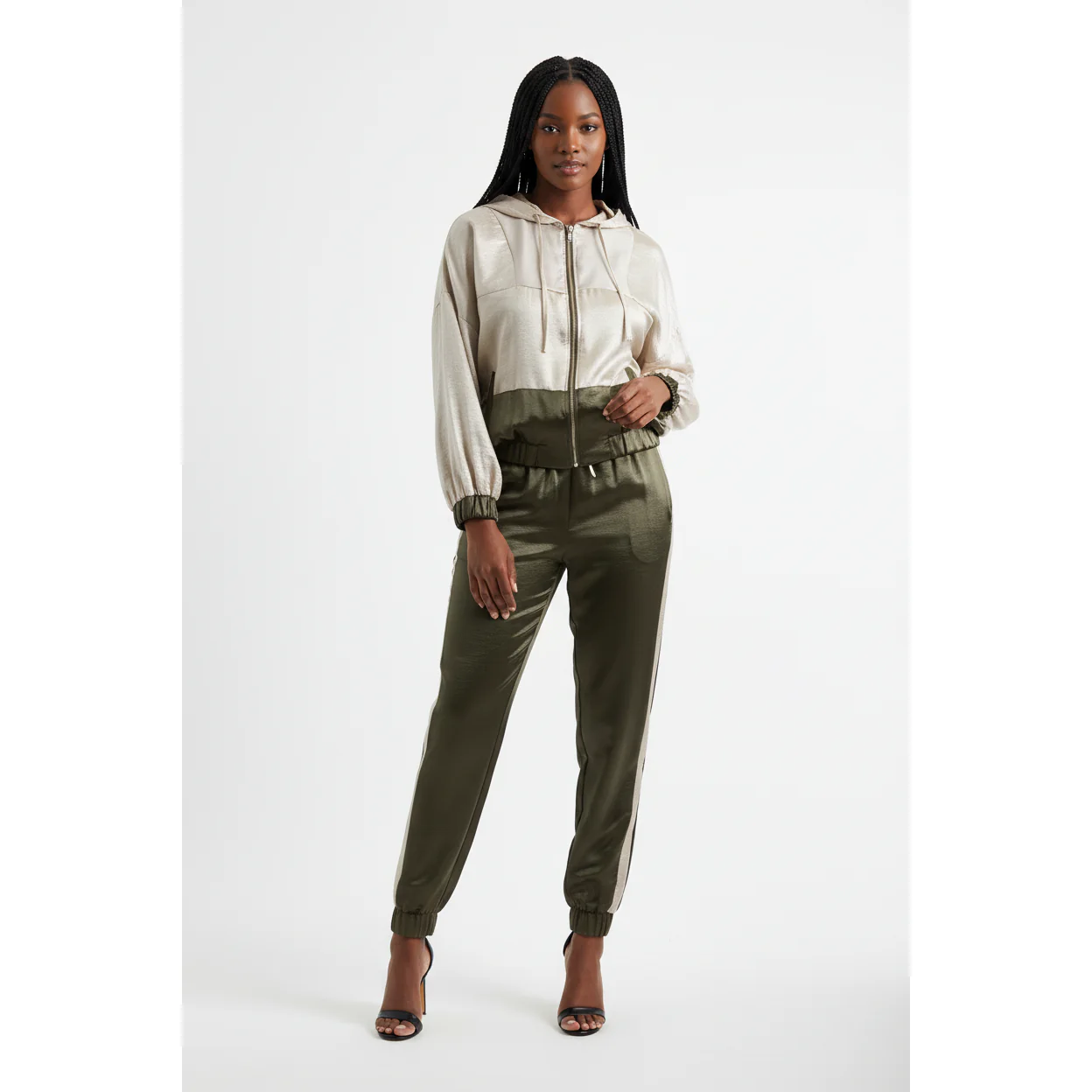 Metallic Satin Hooded Tracksuit - Image 2