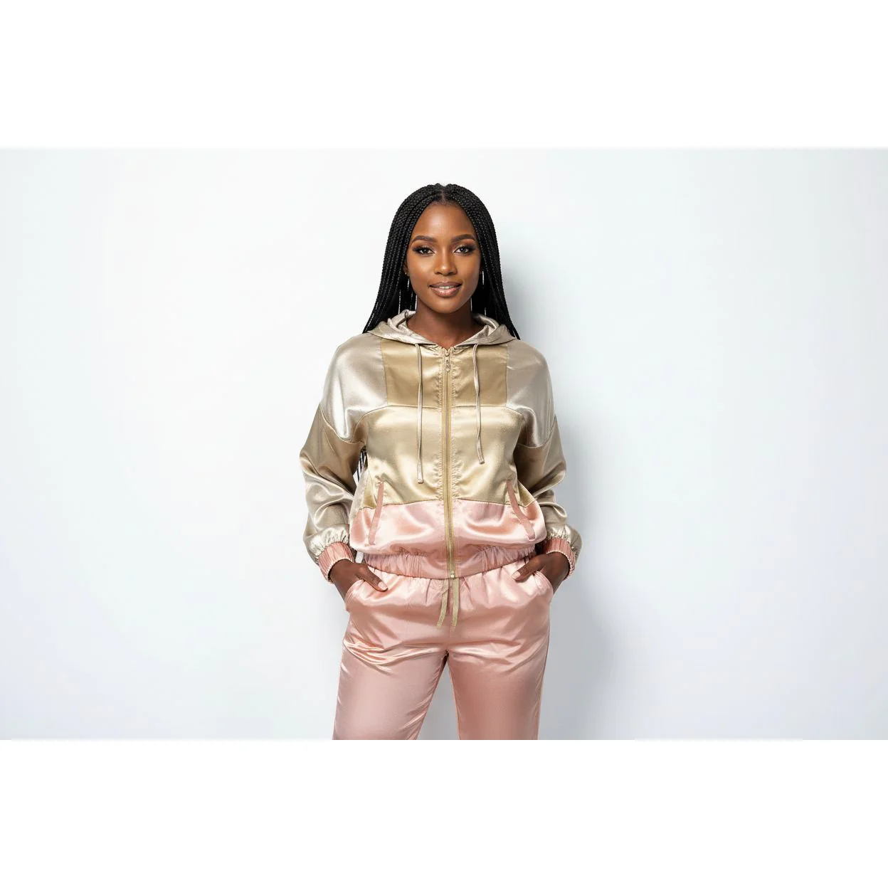 Metallic Satin Hooded Tracksuit - Image 3
