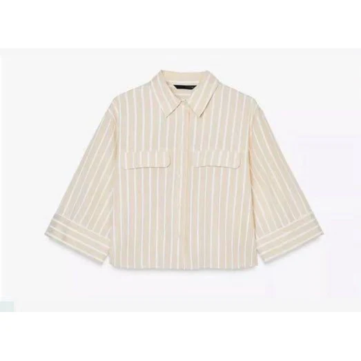 Metallic Thread Short Striped Shirt - Image 4