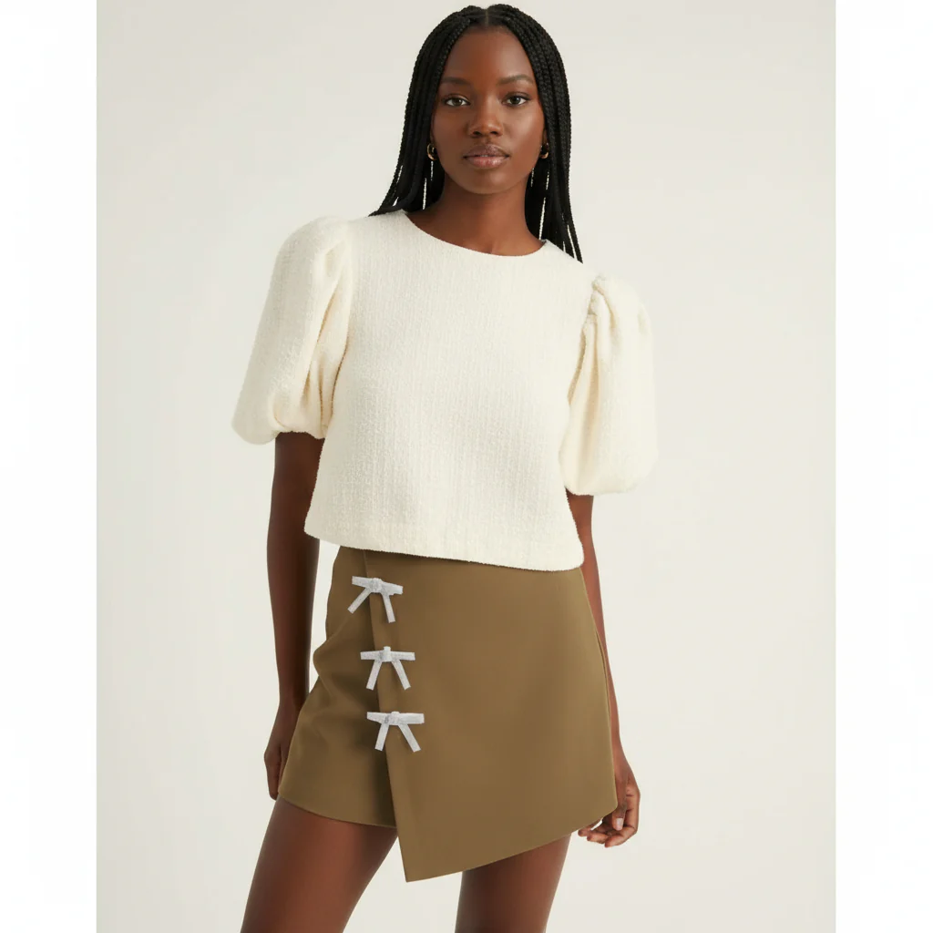 Mid Rise Wrap Bowknot Mini Skirt Curve - Image 2