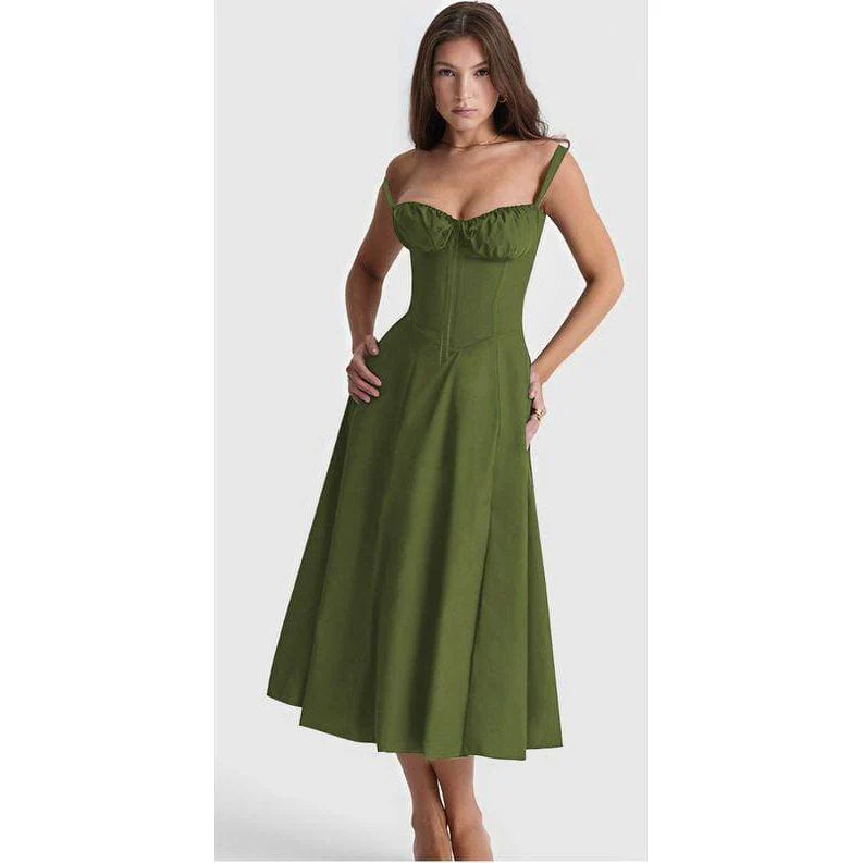 Elegant Corset Casual Formal Long Satin Dress - Image 2
