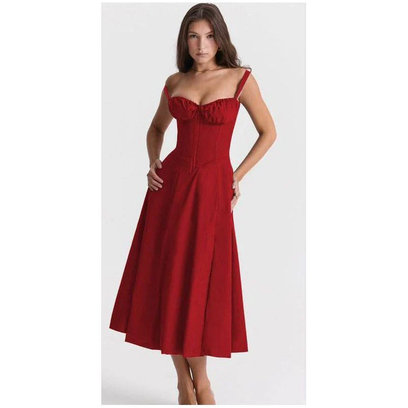 Elegant Corset Casual Formal Long Satin Dress - Image 3