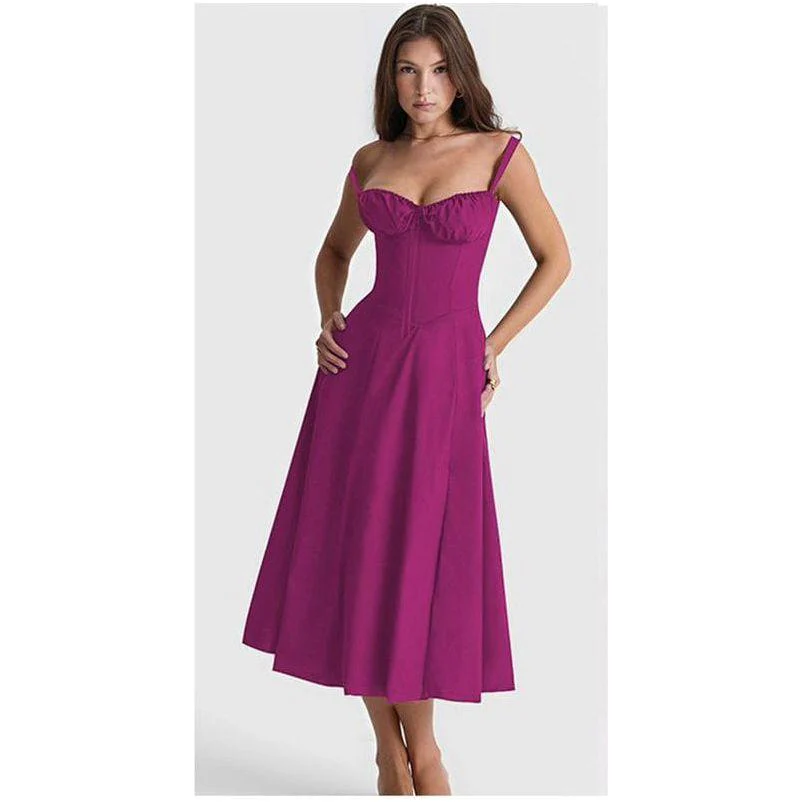 Elegant Corset Casual Formal Long Satin Dress - Image 4