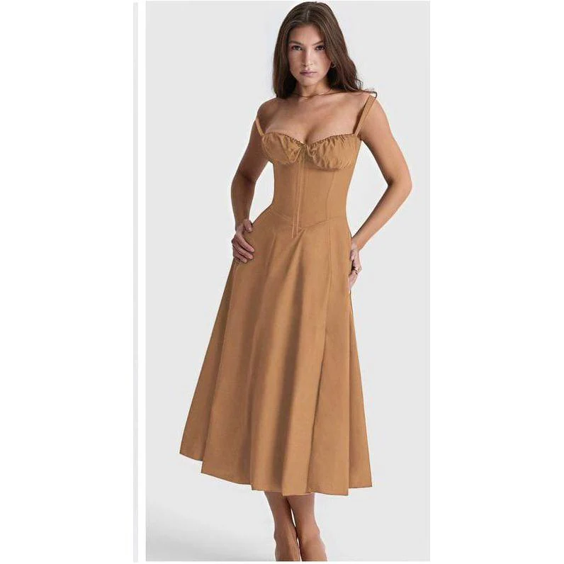 Elegant Corset Casual Formal Long Satin Dress - Image 5