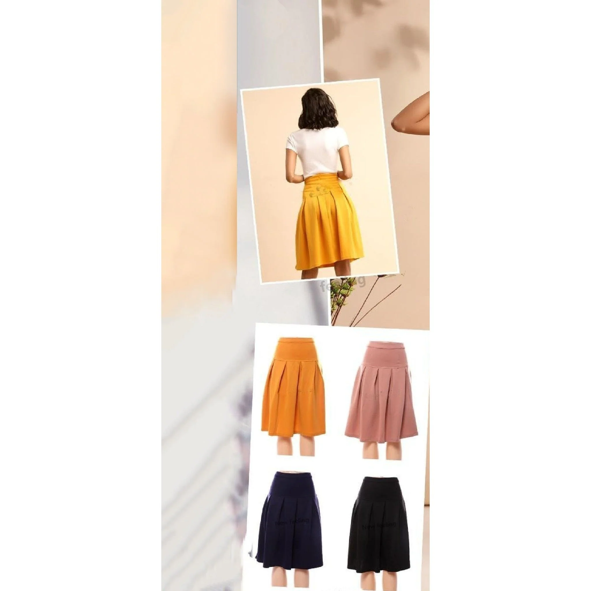 Midi Pleated Umbrella Skirt - Image 3