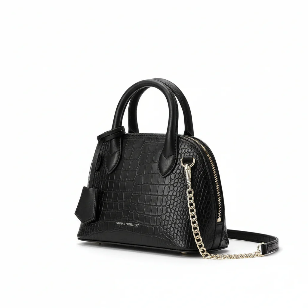 Mini Neon Snakeskin Embossed Chain Dome Bag
