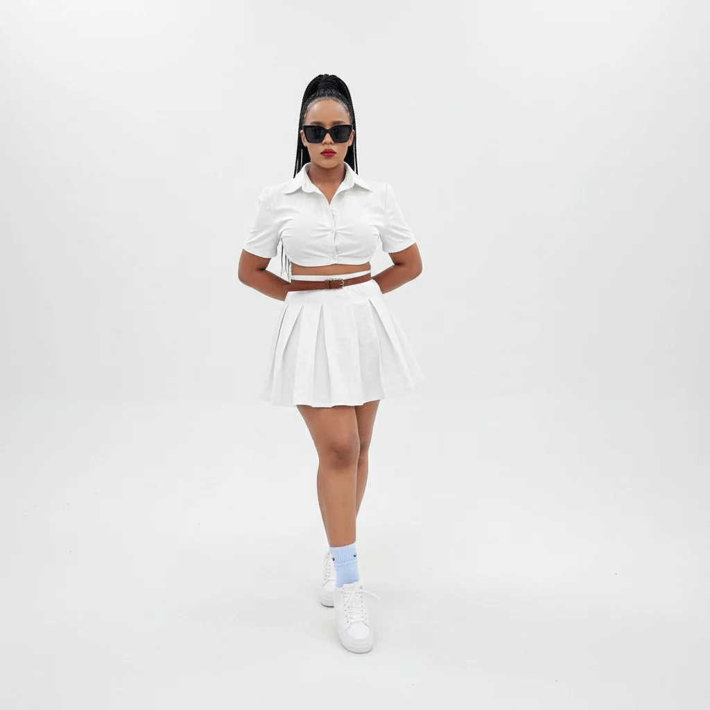 Sexy Mini Pleated Skirt and Top Set. - Image 2