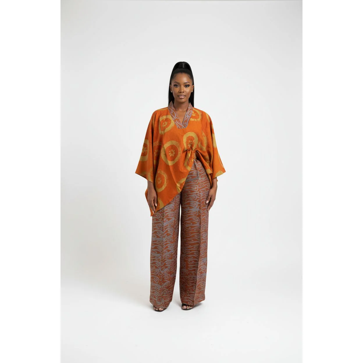 Mixed Pattern Loose Top & Wide-Leg Pants - Image 2