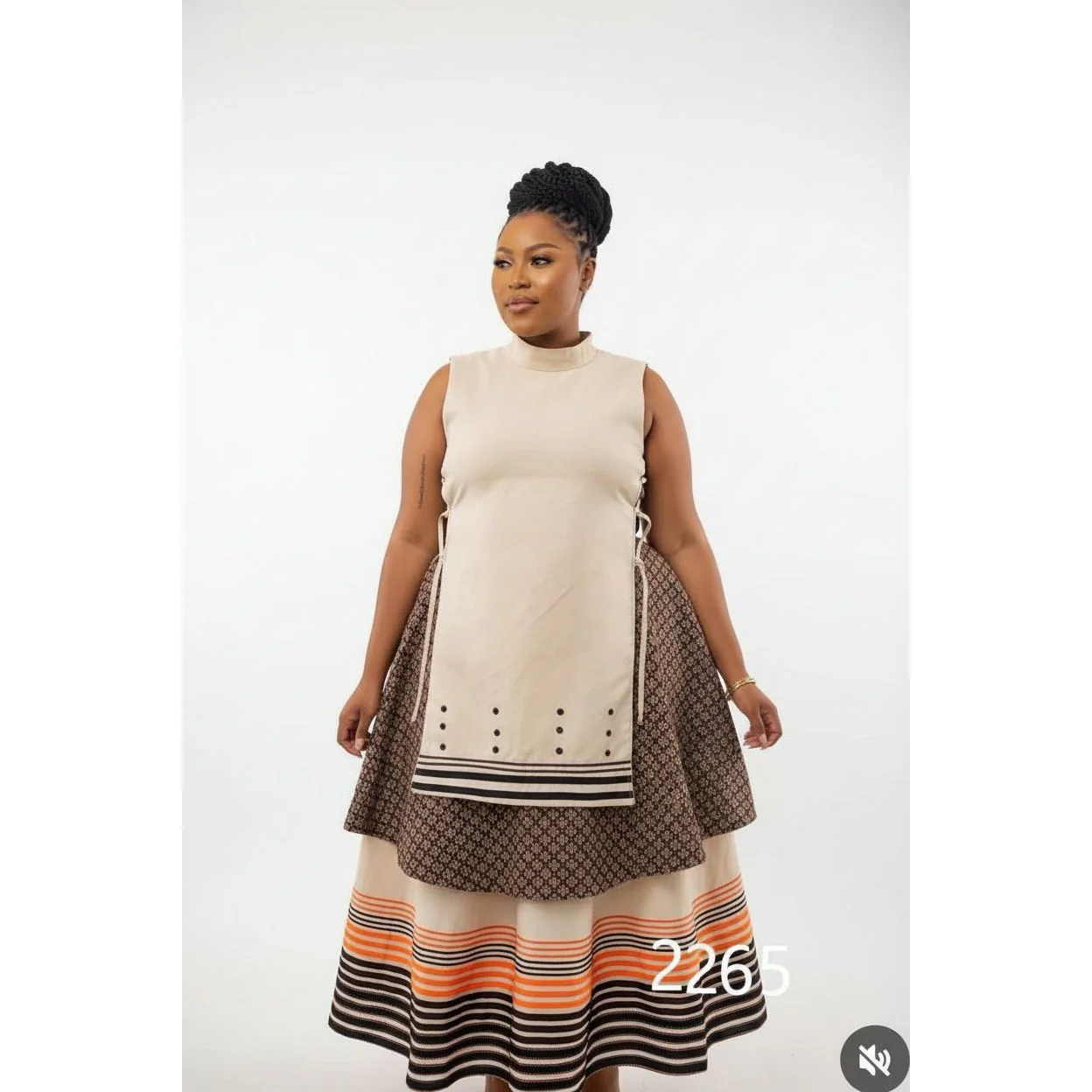 Multi-Color African Sleeveless Maxi Dress - Image 4
