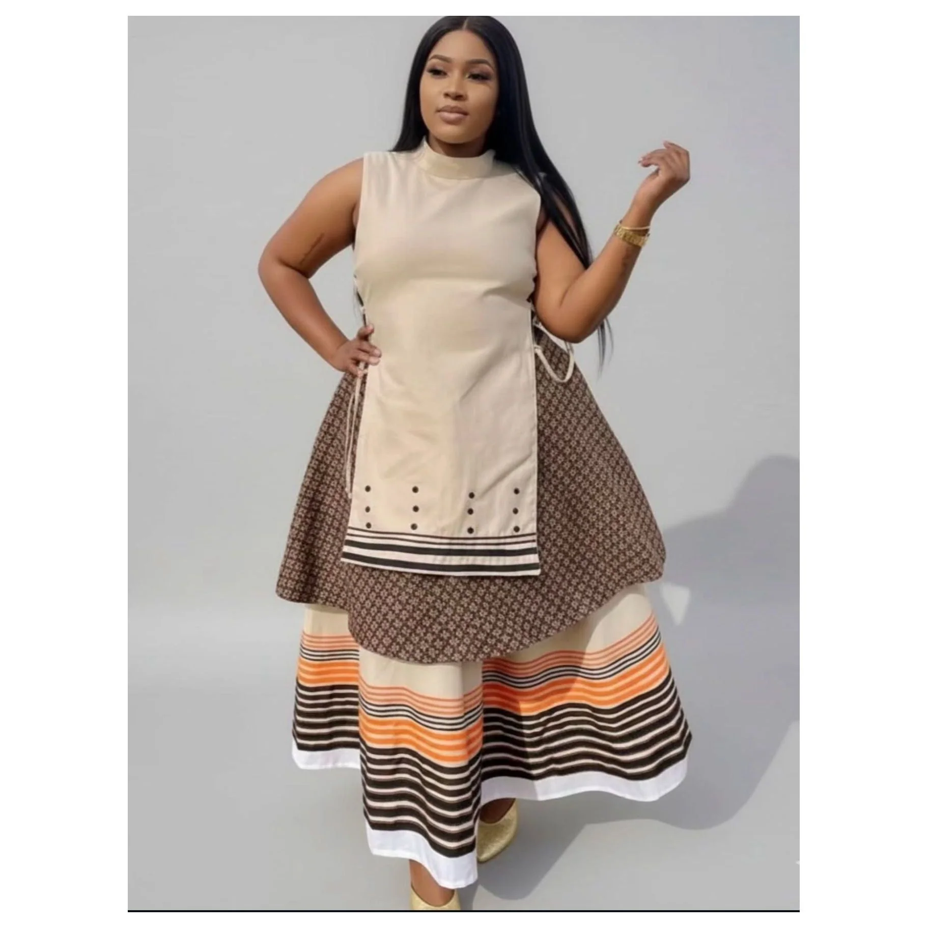 Multi-Color African Sleeveless Maxi Dress - Image 6