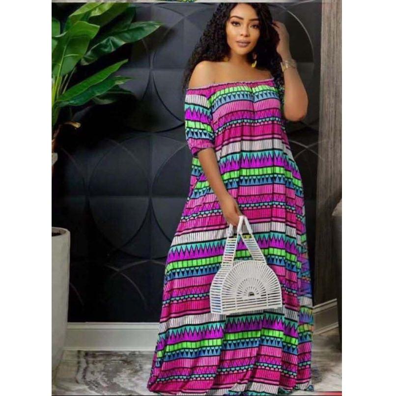Multi Color Off Shoulder Dress - Image 3