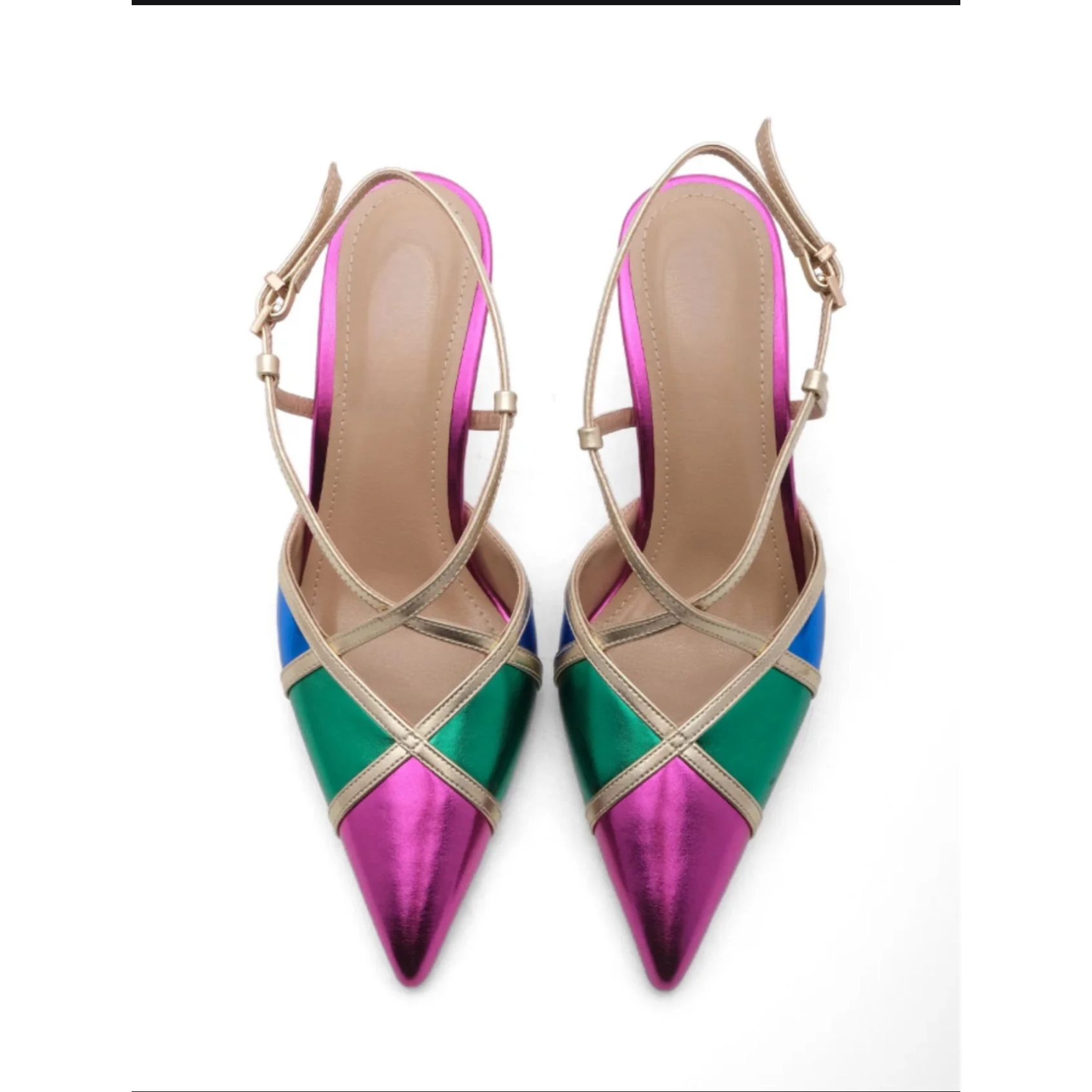 Multi-Color Strappy High Heels Pumps - Image 2