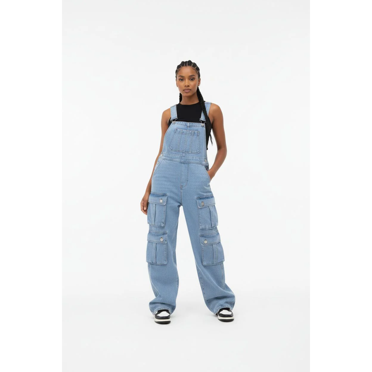 Multi Pockets Cargo Jeans Jumpsuit.