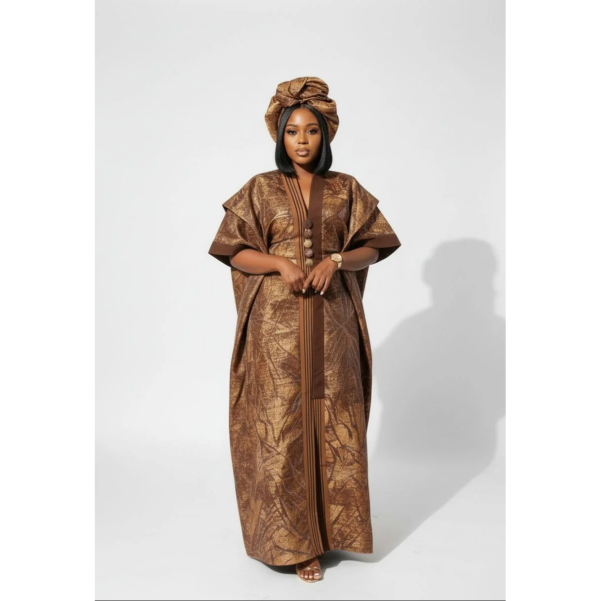Business Print Tiered Traditional Gown Dress