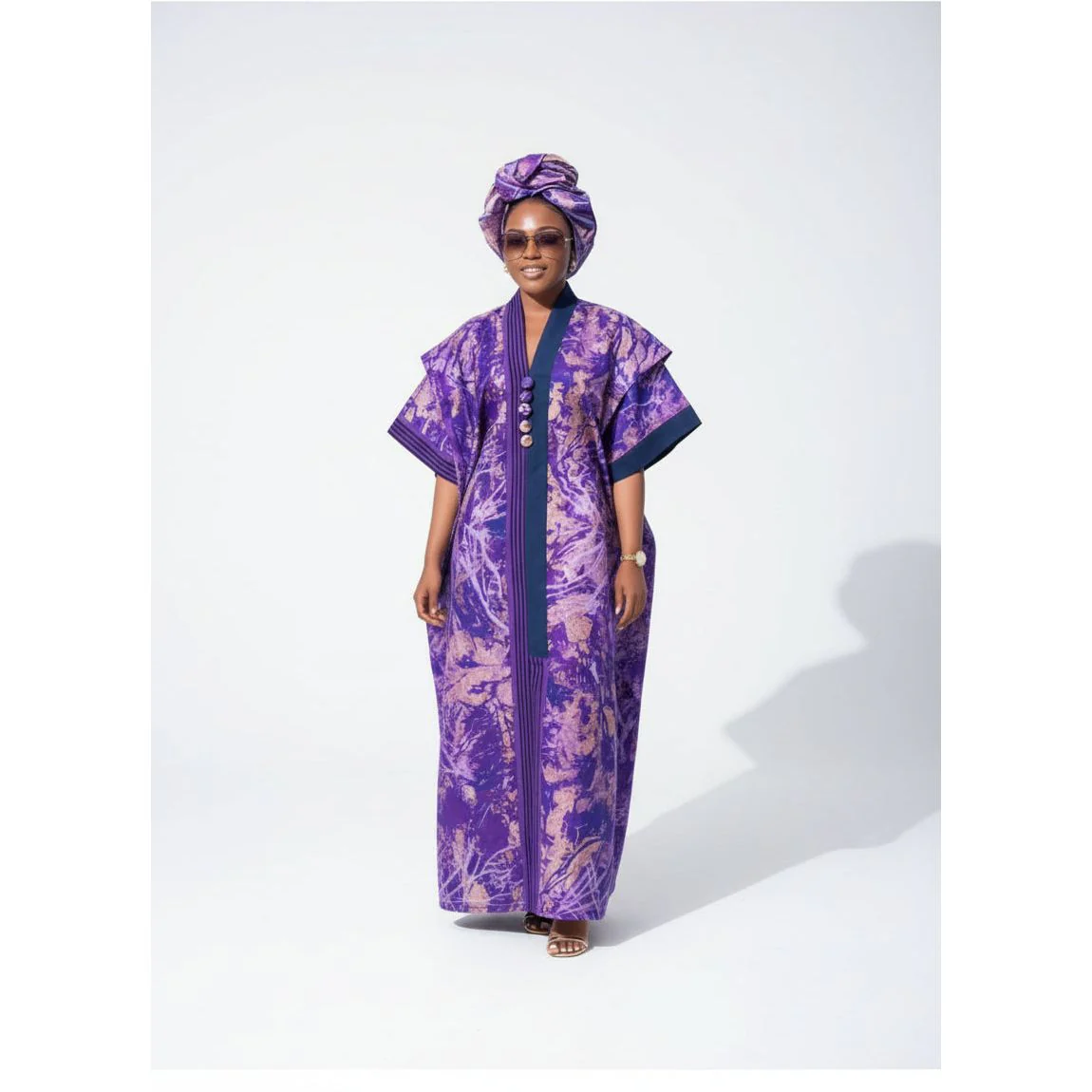 Business Print Tiered Traditional Gown Dress - Image 2