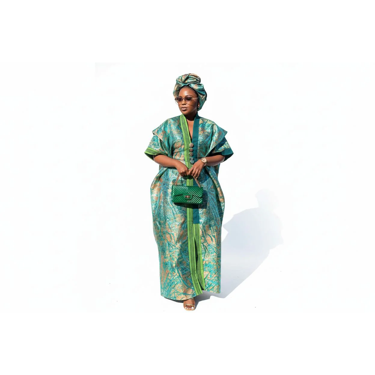 Business Print Tiered Traditional Gown Dress - Image 3
