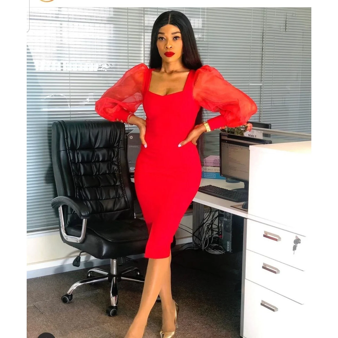 knitted Long Sleeve Bodycon Dress - Image 3