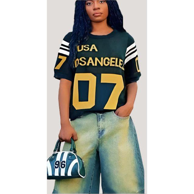 Number Print Drop Shoulder Sports Tee - Image 4