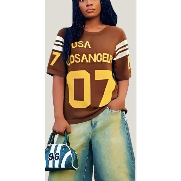 Number Print Drop Shoulder Sports Tee - Image 5
