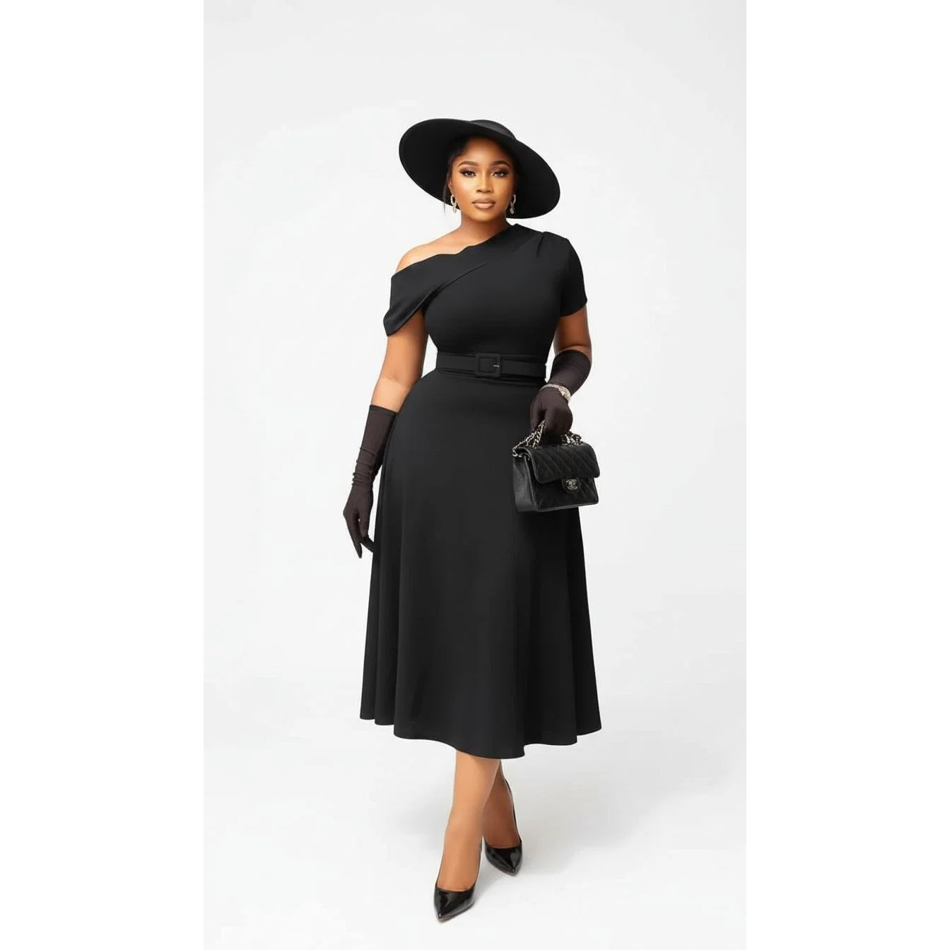Off Shoulder A-line Short Sleeve Maxi Dress