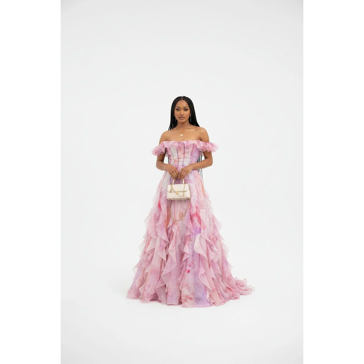 Off-Shoulder Floral Ruffled Maxi Dress