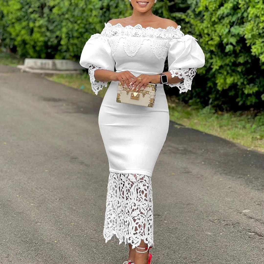 Off Shoulder Formal Office Wear Dress - Image 4