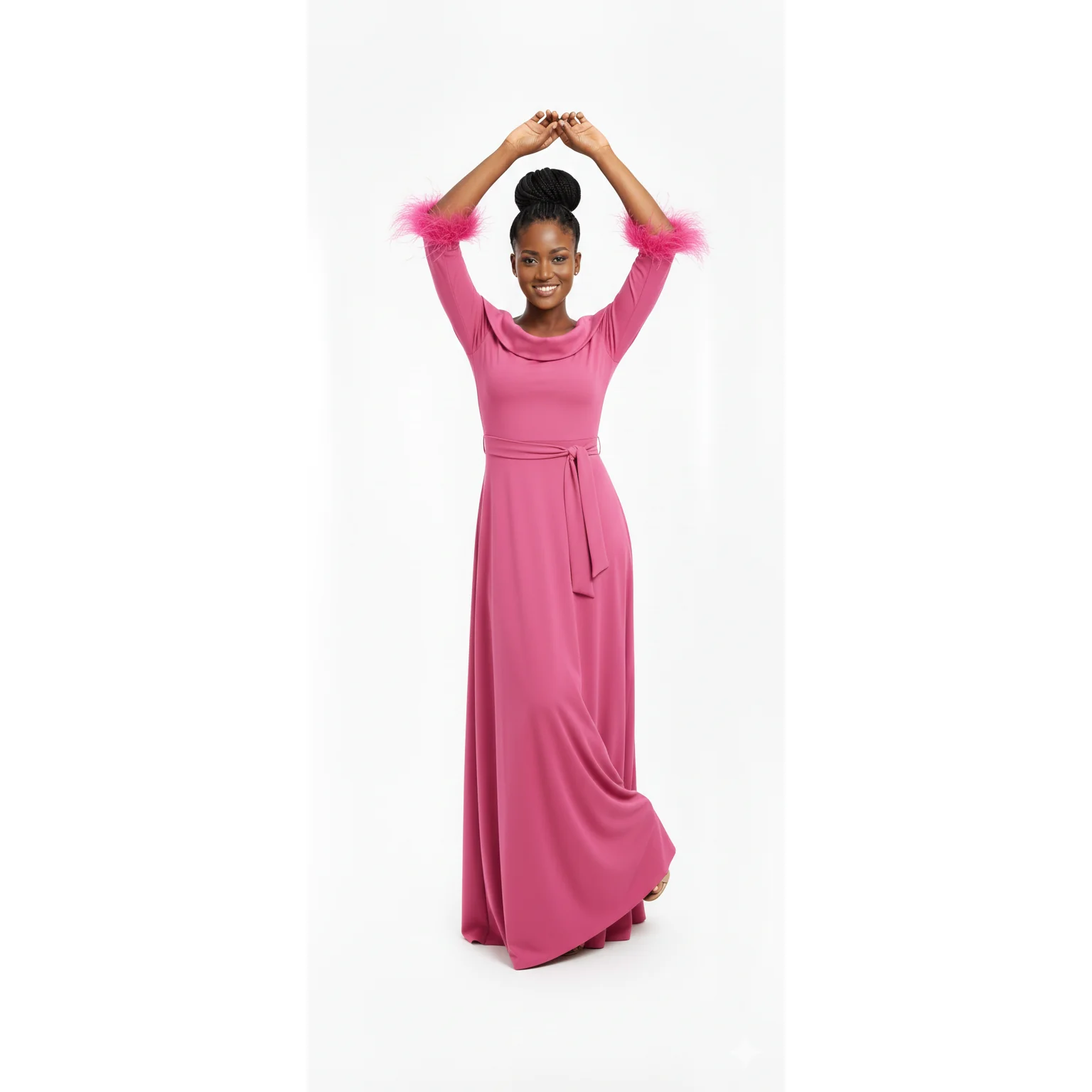Off-Shoulder High Waisted Pleated Maxi Dress - Image 2
