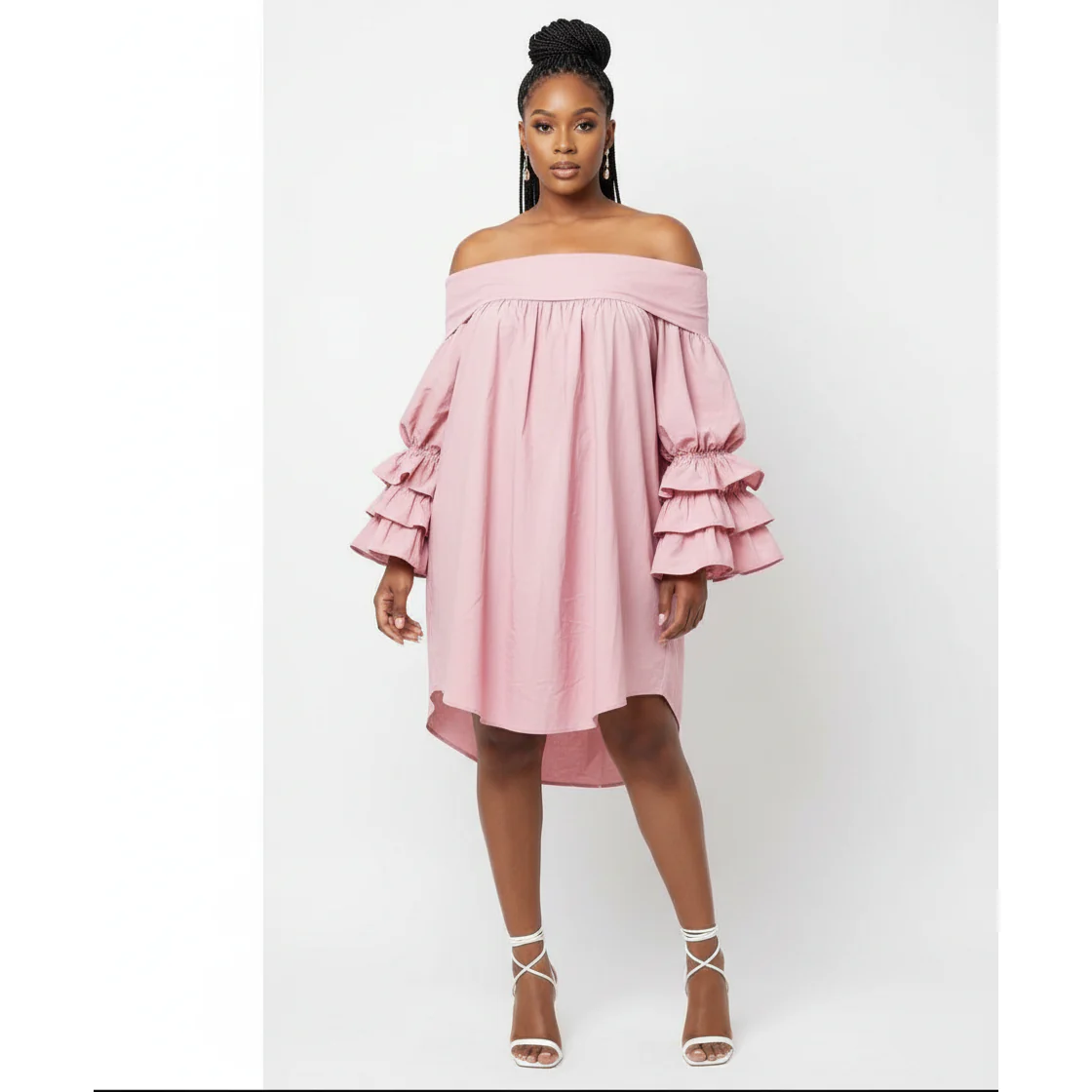 Off Shoulder Lantern Sleeves Dress - Image 2
