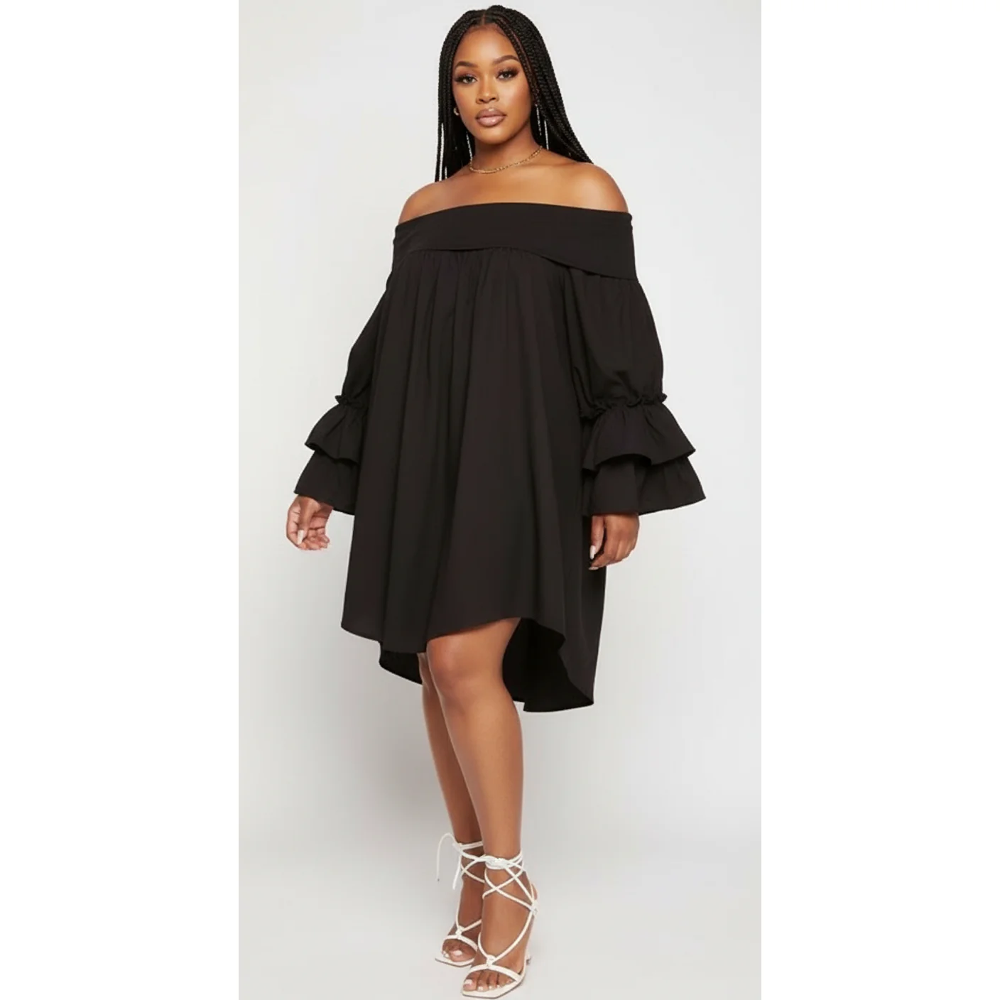 Off Shoulder Lantern Sleeves Dress - Image 3