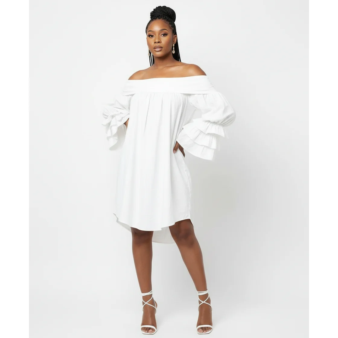 Off Shoulder Lantern Sleeves Dress - Image 4