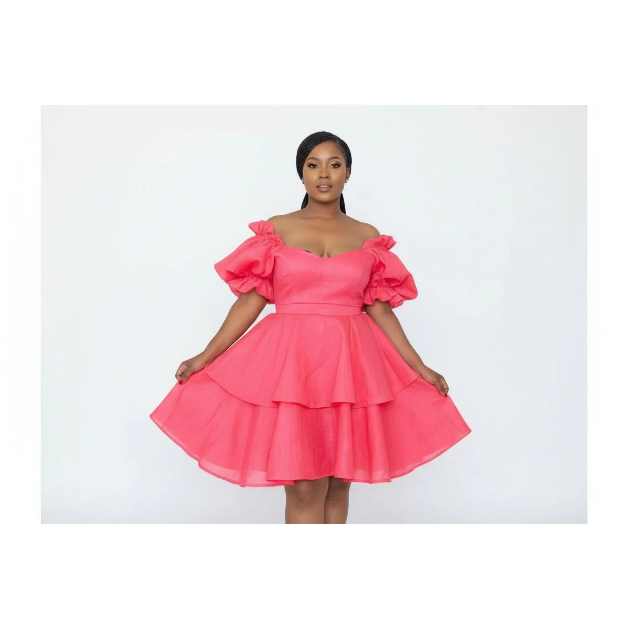 Off Shoulder Layered Mini Dress - Image 2