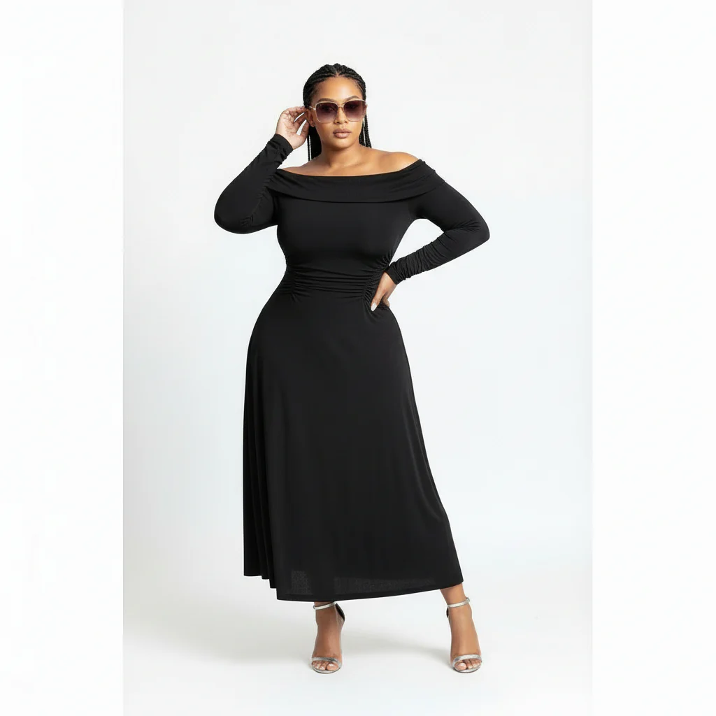 Off Shoulder Long Sleeve Dress - Image 5