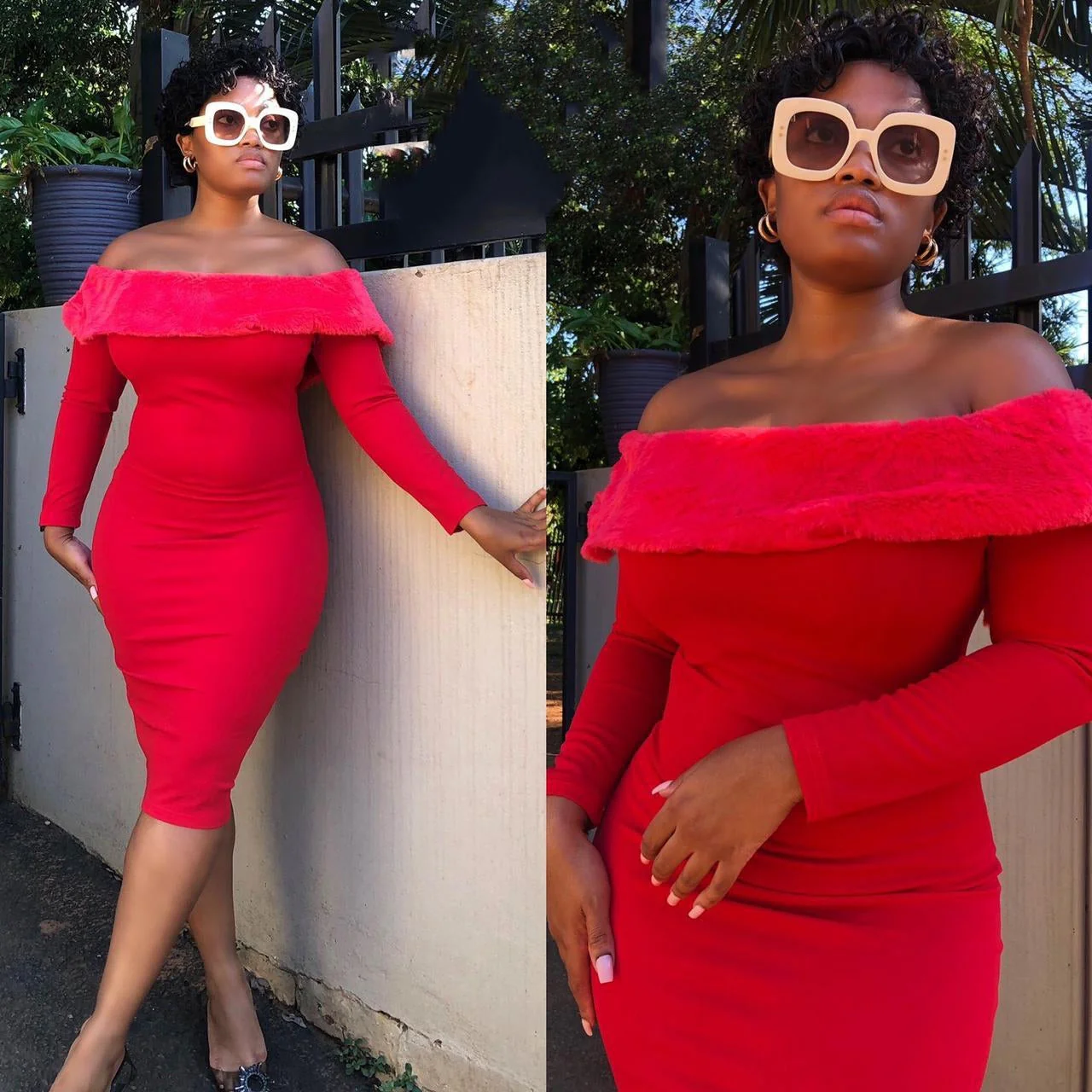 Off Shoulder Long Sleeve Sexy Bodycon Dress - Image 3