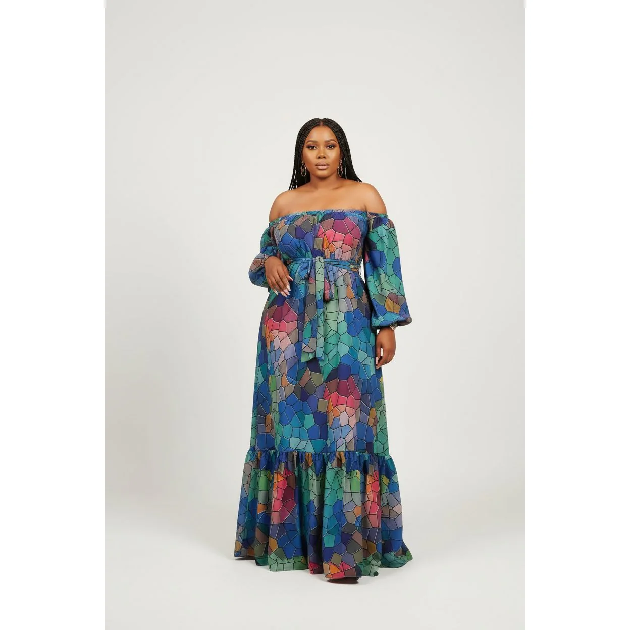 Maxi Off Shoulder Print Dress