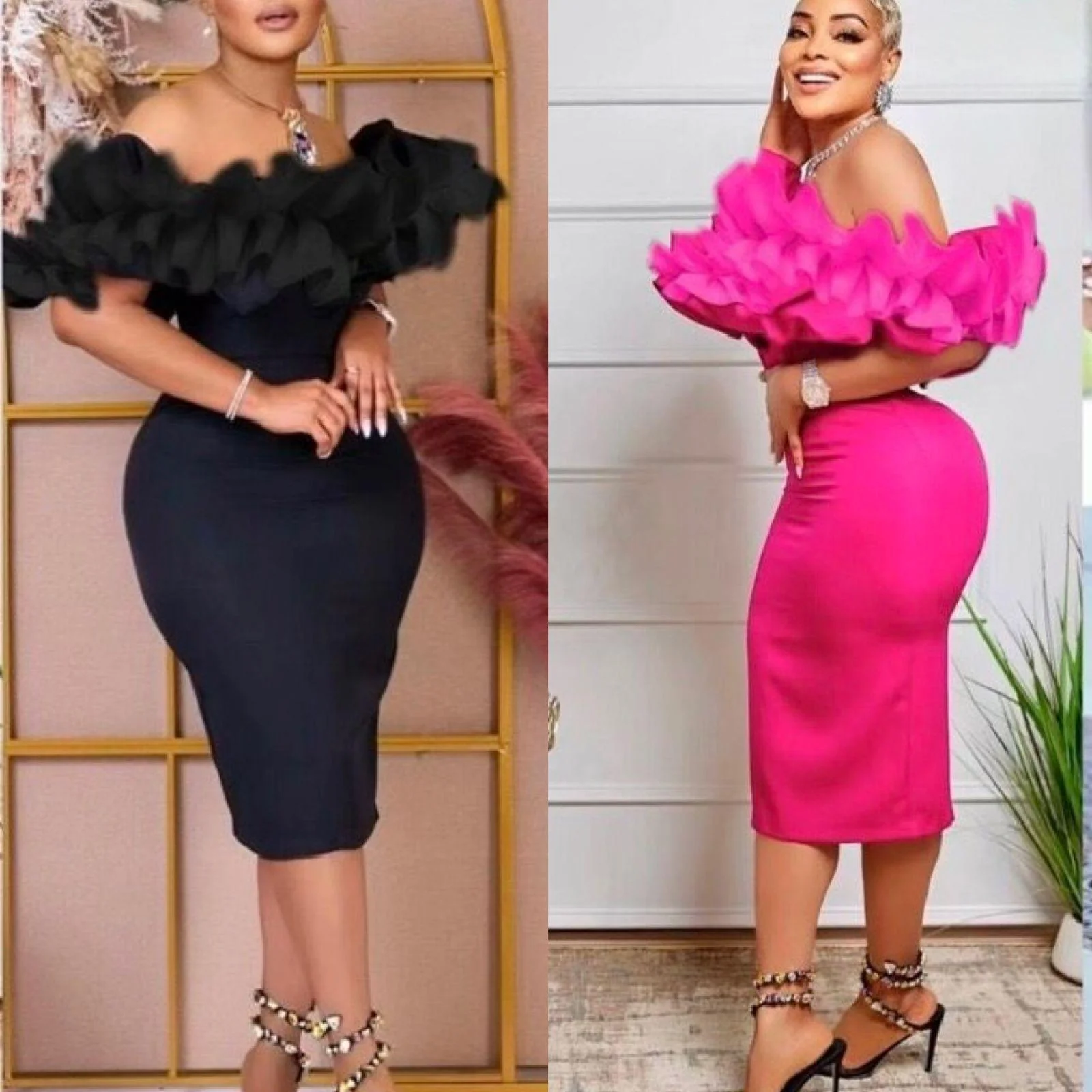 Off Shoulder Ruffle Bodycon Dress - Image 3